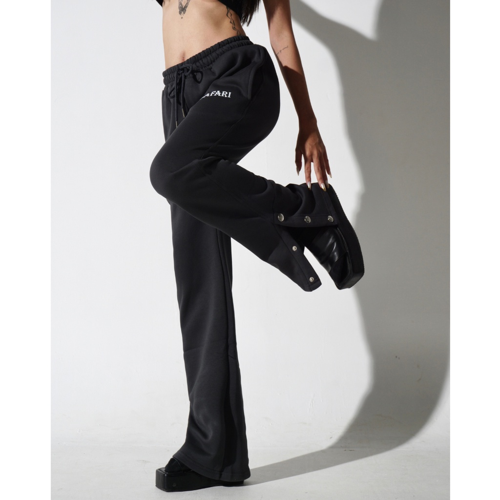 Quần ống rộng Nam nữ dáng suông unisex nỉ bông dày dặn SAFARI TPSS2 - Xám chì