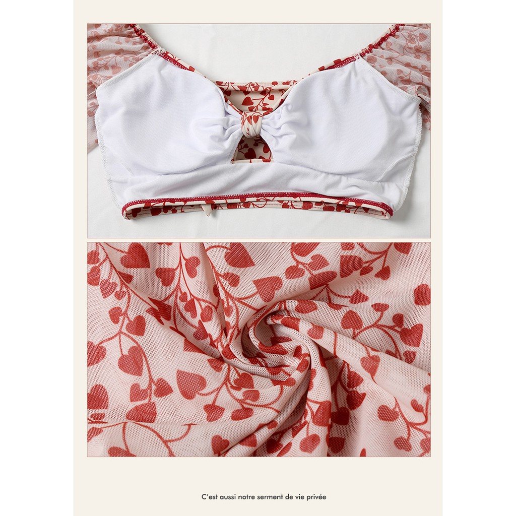 Bộ đồ bơi dài tay lưng cao họa tiết hoa phong cách Hàn quốc | BigBuy360 - bigbuy360.vn