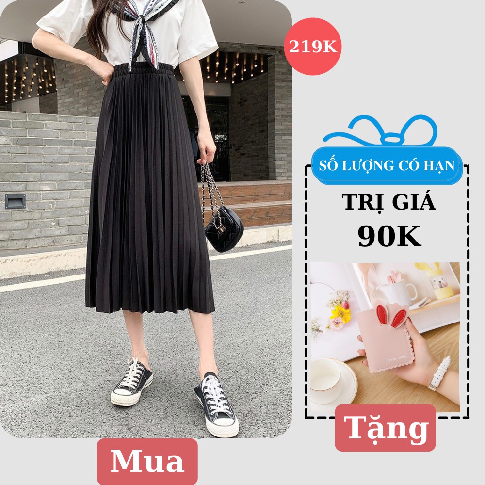 Chân Váy Đen Xếp Ly Dài Hàng Qc Loại 1 Thời Trang 2021 Freeship,Váy Xếp Li Dáng Dài Nhiều Màu Hàng Cao Cấp QC Hè Mới