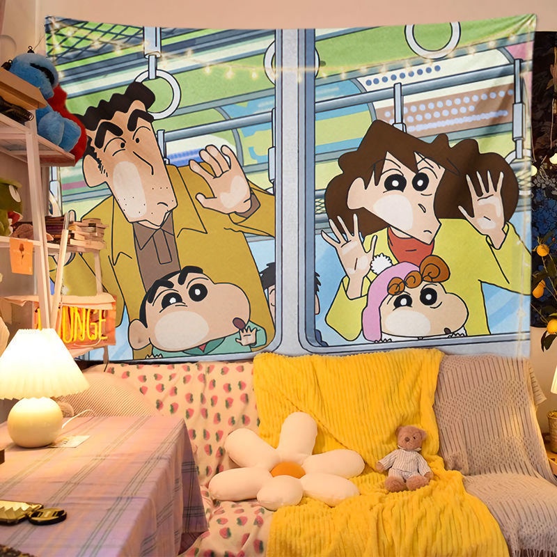 Thảm Vải Treo Tường In Hình Shin-Chan Hoạt Hình Dễ Thương Trang Trí Phòng Ngủ / Ký Túc Xá / Giáng Sinh / Năm Mới 2023