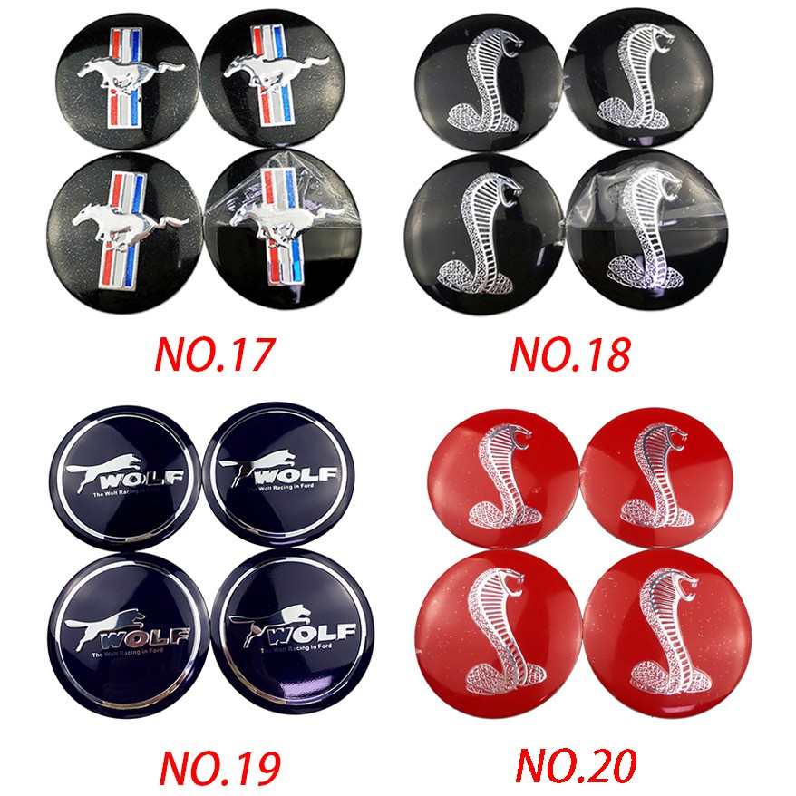 Set 4 miếng dán trang trí nắp trung tâm trục bánh xe hơi 56mm dành cho Ford Mondeo Ecosport Escort Mustang Edge Escape