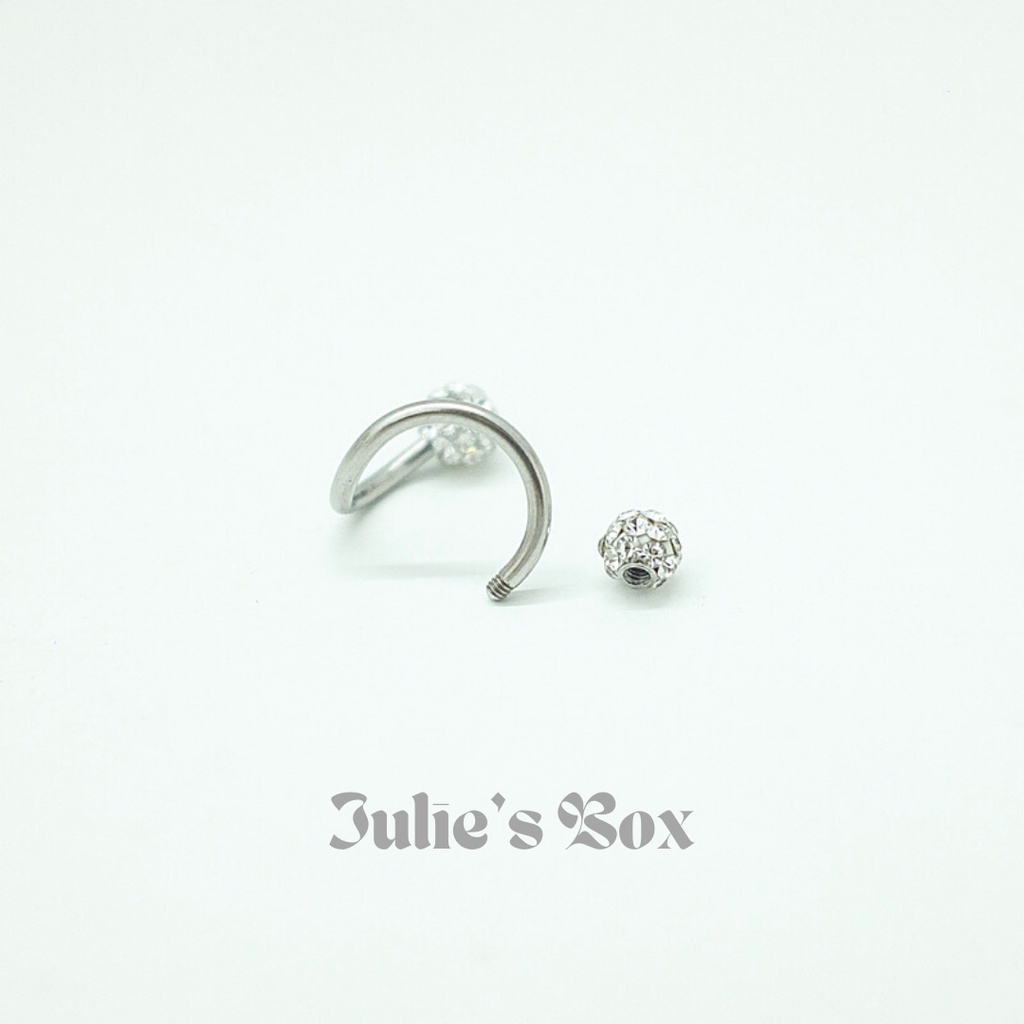 Khuyên Tai Titan Unisex Xoắn Đá Nhuyễn Trắng Không Gỉ Sét Không Ngứa Bông Tai Julies Box 66