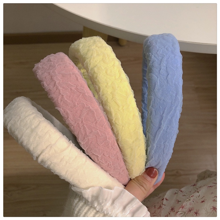 Băng Đô Cài Tóc Phối Ren Màu Sắc Ngọt Ngào Phong Cách Hàn Quốc Thời Trang Cho Nữ