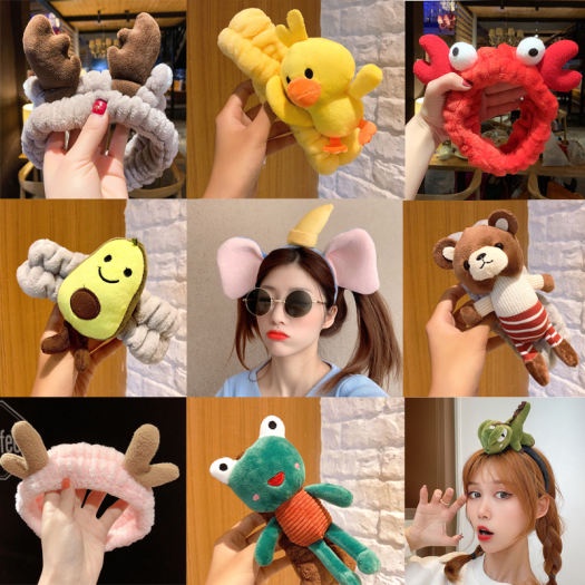 Băng đô rửa mặt bờm cài tóc turban dễ thương cute tai thỏ mèo tuần lộc gấu vải nhung nơ cho bé gái nam nữ