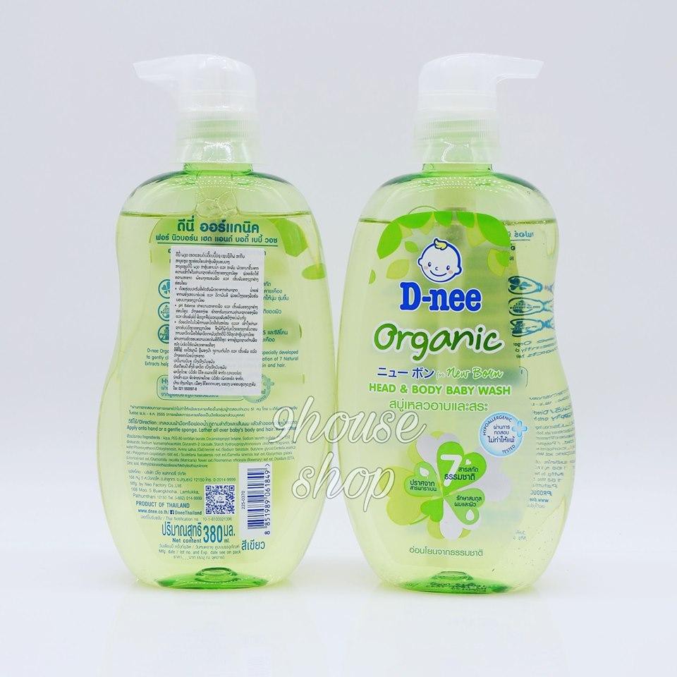 Sữa tắm gội toàn thân Hữu Cơ cho bé Dnee Organic D-nee chai 380ml