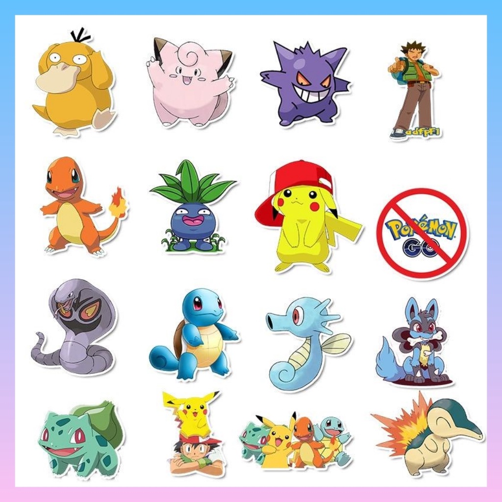 Set 80 Nhãn Dán Pokemon Sticker Hoạt Hình Đáng Yêu Chống Thấm Nước Trang Trí Mũ Bảo Hiểm, Laptop, Điện Thoại, Guitar