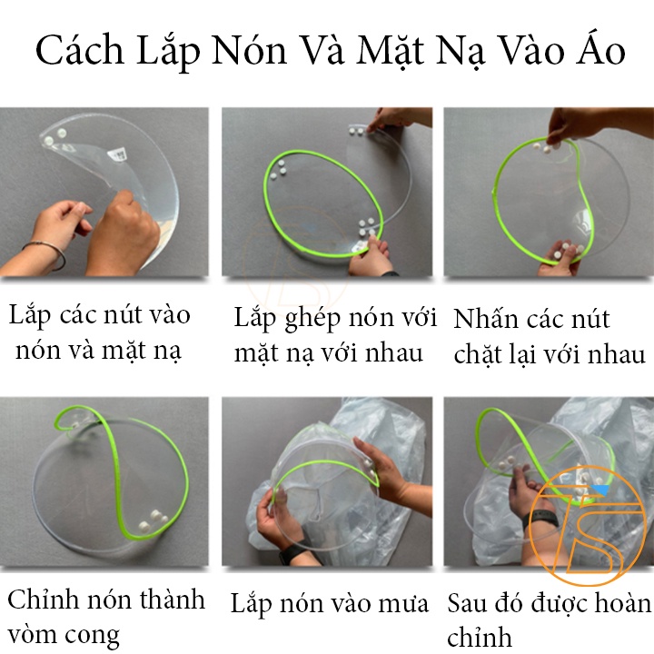 Áo Mưa Cánh Tròn 1 Đầu Có Nón Và Khẩu Trang Che Kính Chiếu Hậu Và Đèn Tiện Lợi Che Mưa