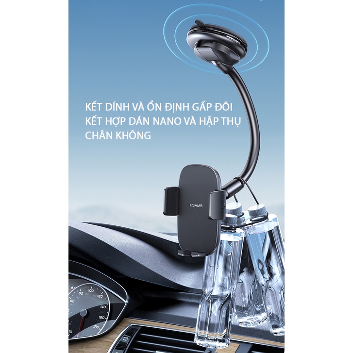 Giá đỡ điện thoại hút chân không dùng gắn kính hoặc Taplo trên ô tô USAMS ZJ065 - Cốc hút xoay 360 độ không cản tầm nhìn | BigBuy360 - bigbuy360.vn