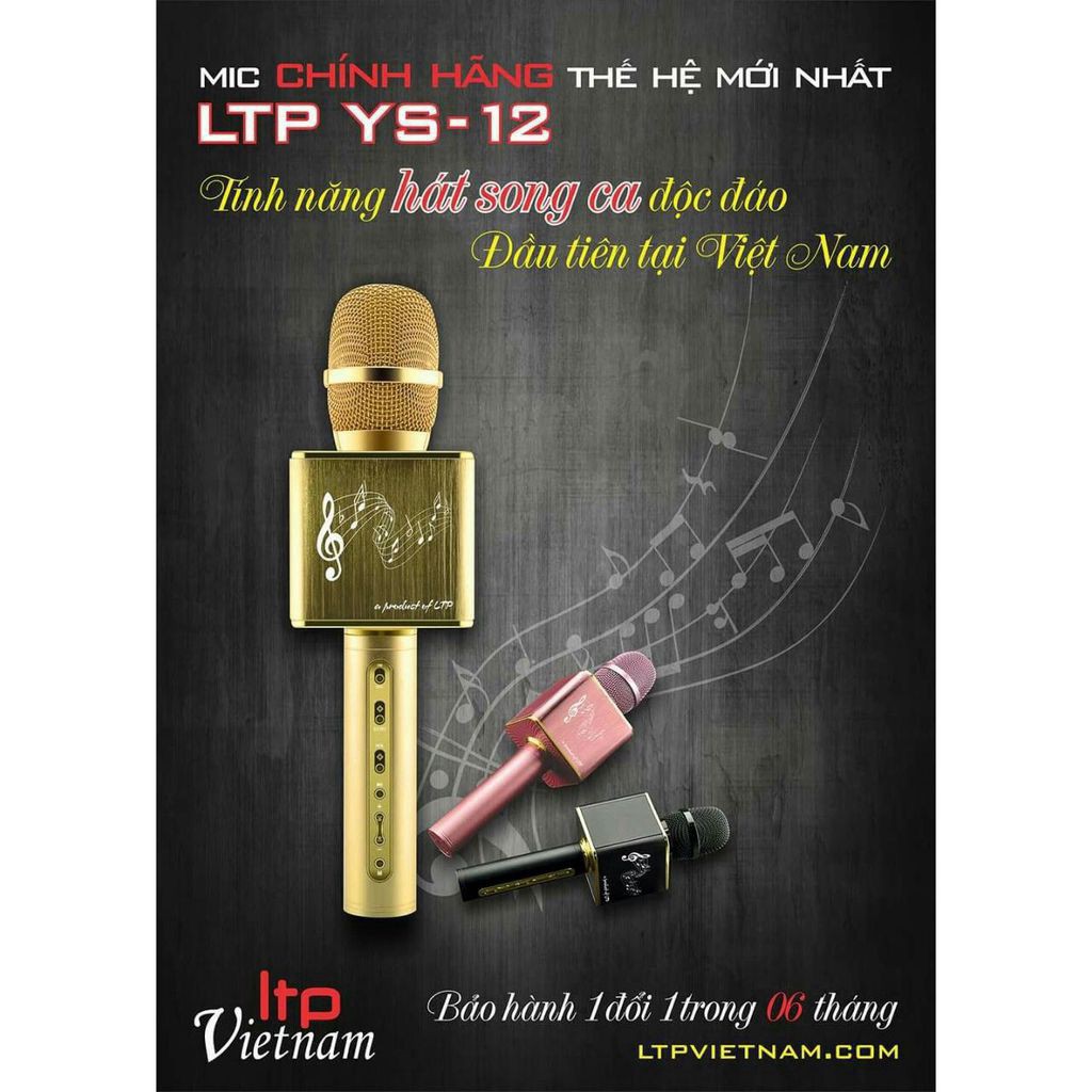 Micro bluetooth karaoke LTP YS-12 chính hãng. mic ys12 hát song ca độc đáo.