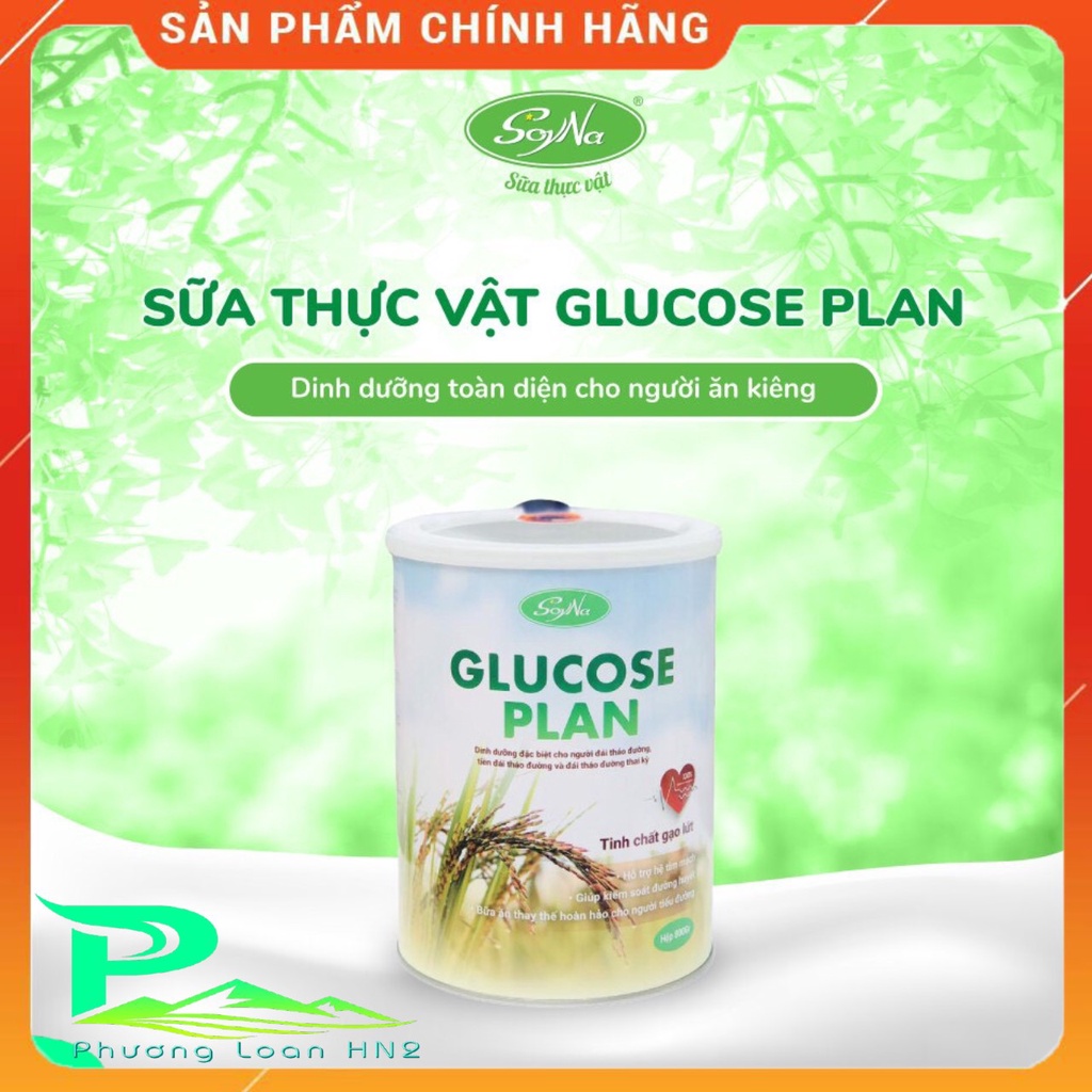 Sữa thực vật Glucose Plan tinh chất Gạo Lứt SoyNa cho người ăn kiêng, tiểu đường, tim mạch hộp 800g KM hộp 300g + bình