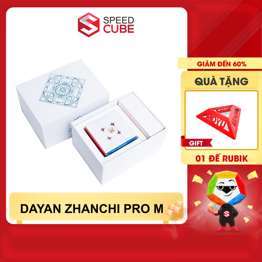 Rubik 3x3 Dayan Zhanchi Pro M Stickerless/Viền Đen, Rubik có nam châm - Shop Speed Cube