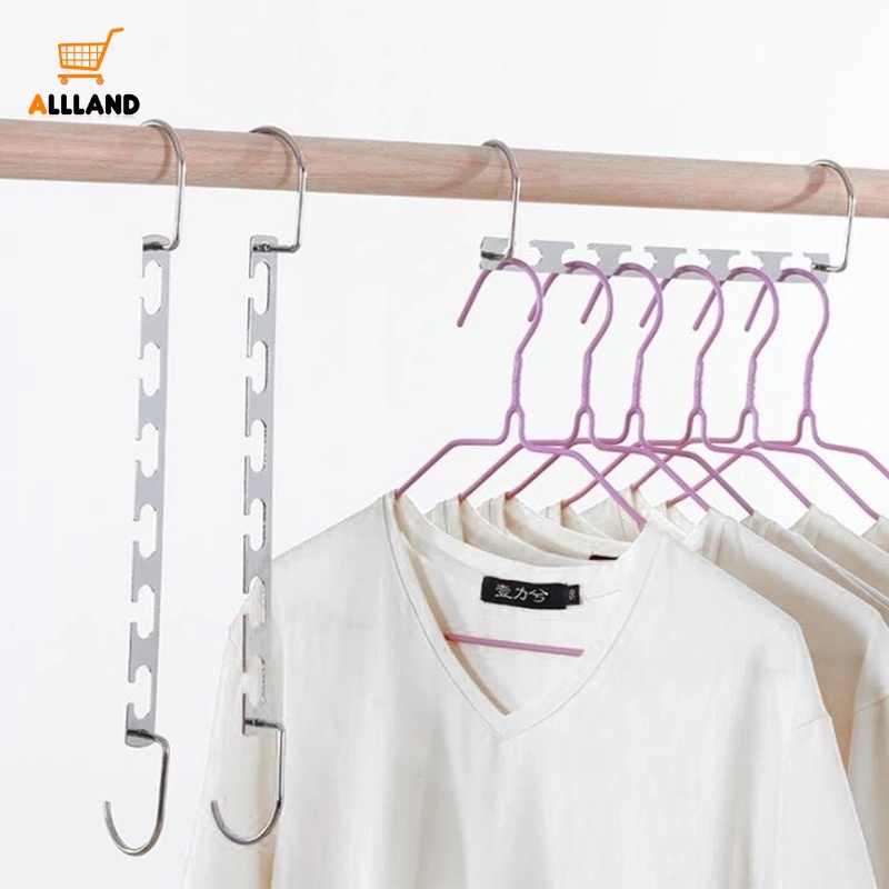 Móc Treo Quần Áo Bằng Thép Không Gỉ 6 Lỗ Sáng Tạo Tiết Kiệm Không Gian