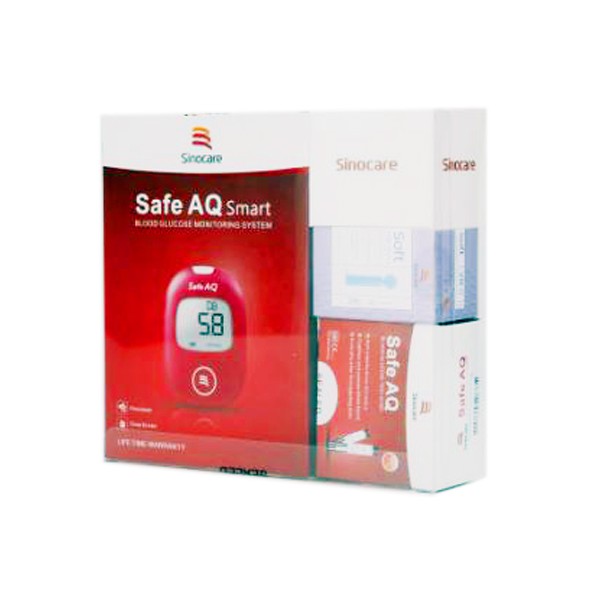 Máy đo đường huyết Sinocare Safe AQ + 50 que thử TẶNG THÊM 50 kim lấy máu