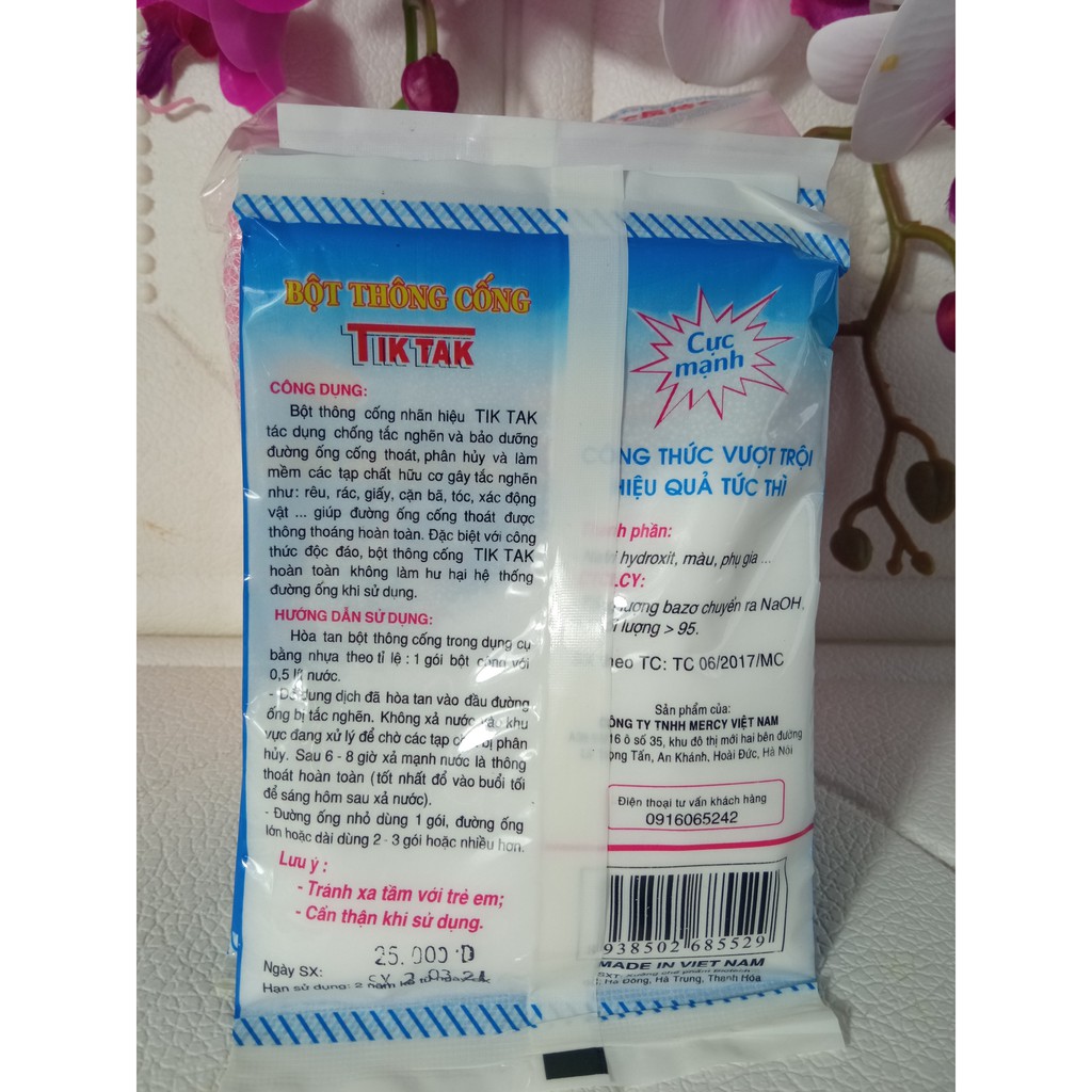 BỘT THÔNG CỐNG TIKTAK GÓI 100G CHUYÊN GIA XỬ LÝ TẮC NGHẼN ĐƯỜNG ỐNG