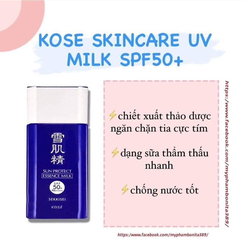 Chống Nắng Dạng Sữa  K O S É WHITE UV Milk SPF50+/PA+++