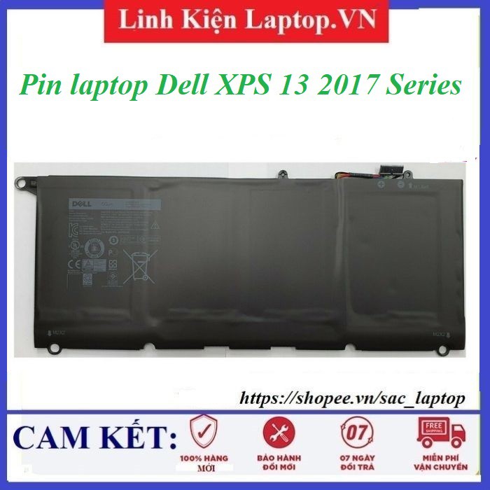 ⚡️Pin laptop Dell XPS 13 2017 Series 99H101, 99H102 PW23Y