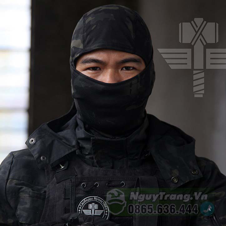 Mũ trùm đầu Ninja che mặt chống nắng đi rừng (Màu đen)
