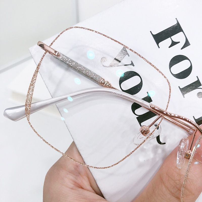 Kính Mát Không Gọng Đính Kim Tuyến Lấp Lánh Thời Trang Cho Nữ