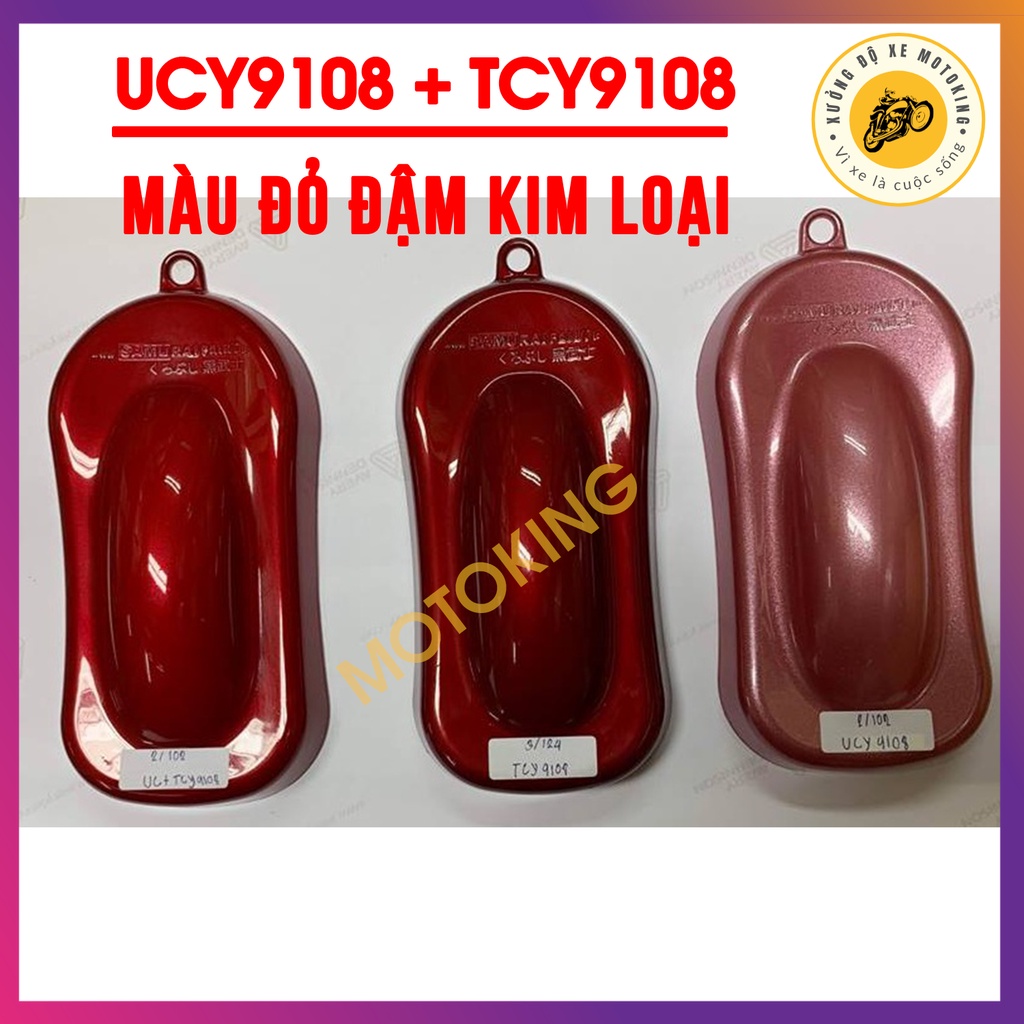 Combo sơn samurai đỏ đậm kim loại UC+TCY9108 - chai sơn xịt chuyên dụng dành cho sơn xe máy, ô tô