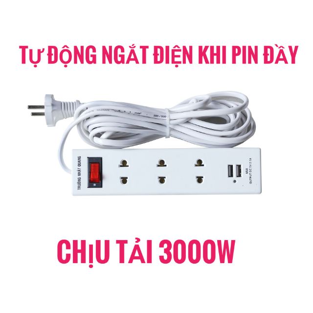 Ổ cắm điện cao cấp sạc điện thoại 3 phích cắm 2 USB đa năng
