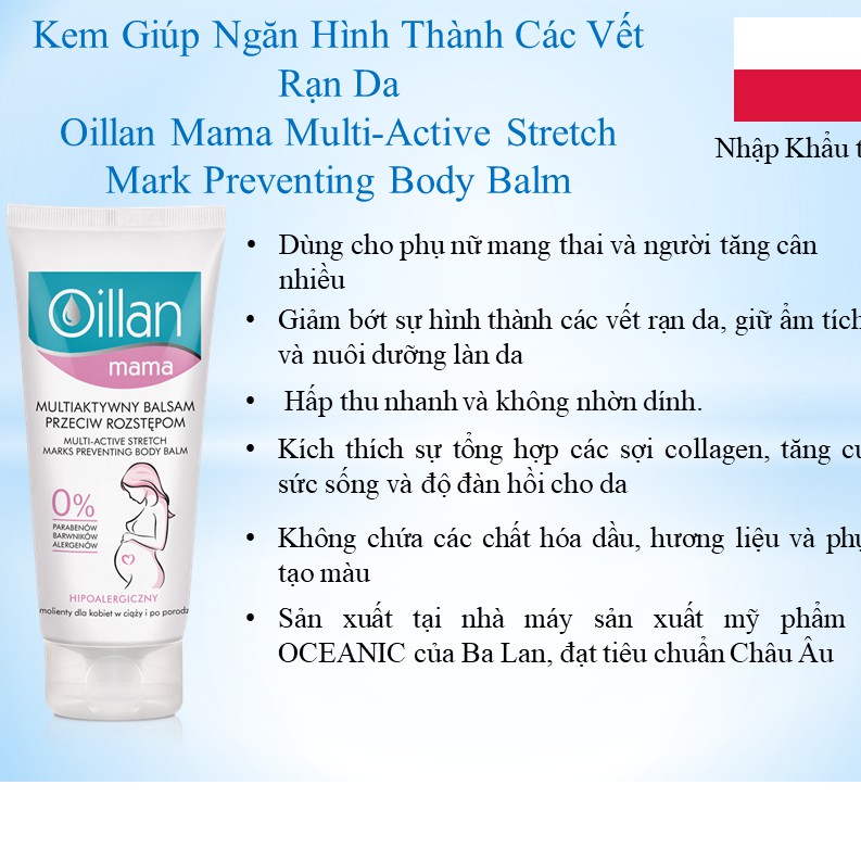 Kem ngừa rạn OILLAN MAMA MULTI-ACTIVE – Ngăn ngừa rạn ra cho phụ nữ mang thai và tăng cân nhiều