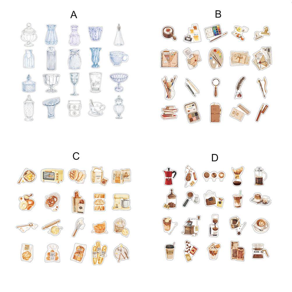 Set 40 Miếng Dán Hình Cà Phê / Bánh Mì / Cà Phê Vintage Trang Trí Điện Thoại