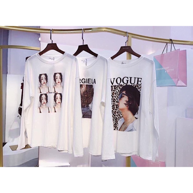 Áo thun tay dài in hình