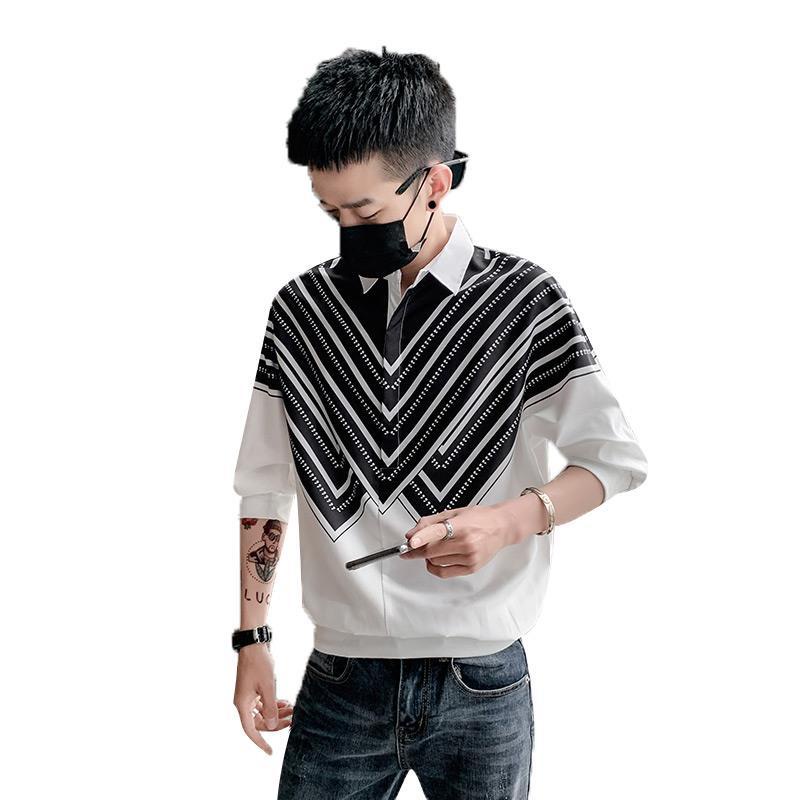 Áo Sơ Mi Ngắn Tay Dáng Rộng In Họa Tiết Cá Tính Theo Phong Cách Hàn Quốc Dành Cho Nam