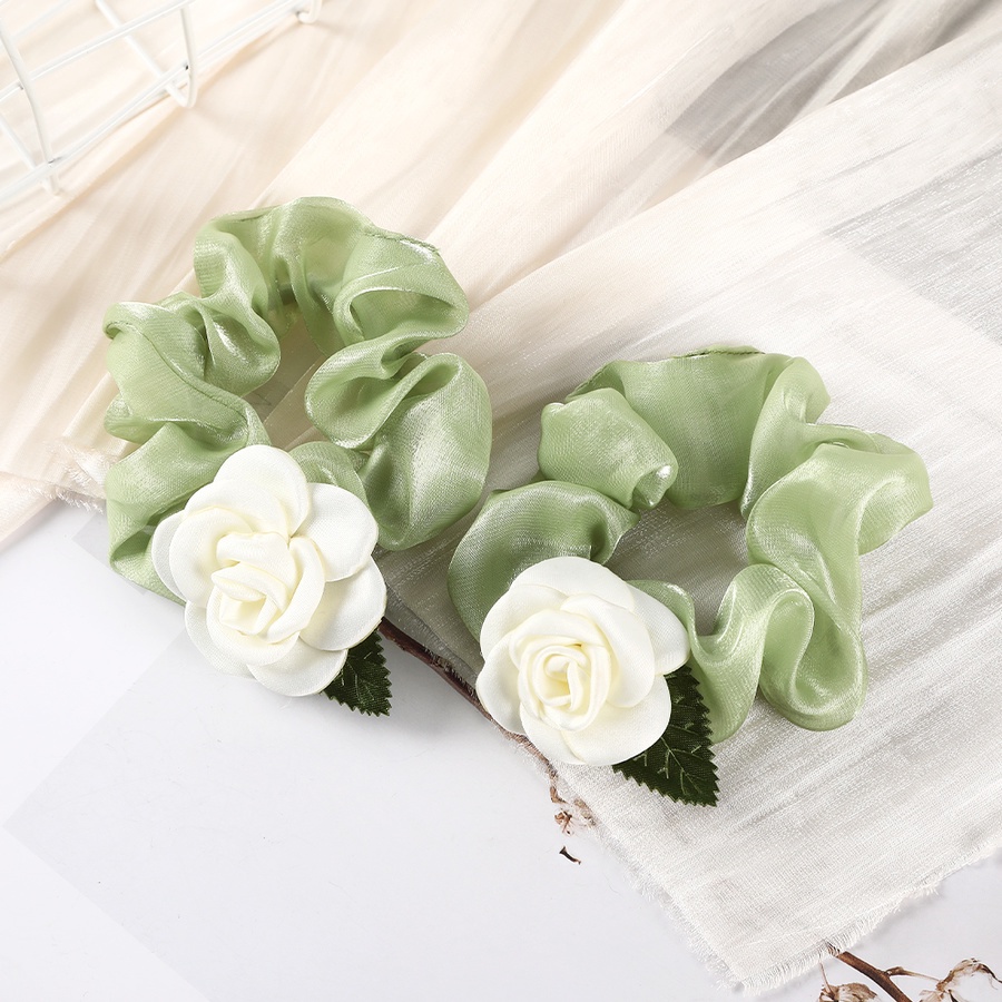 Dây Buộc Tóc Vải Lưới Lụa Sáng Họa Tiết Hoa Thời Trang Hàn Quốc Cho Nữ