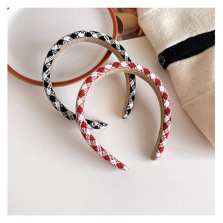 Băng đô cài tóc họa tiết kẻ ô đơn giản đa năng cho nữ