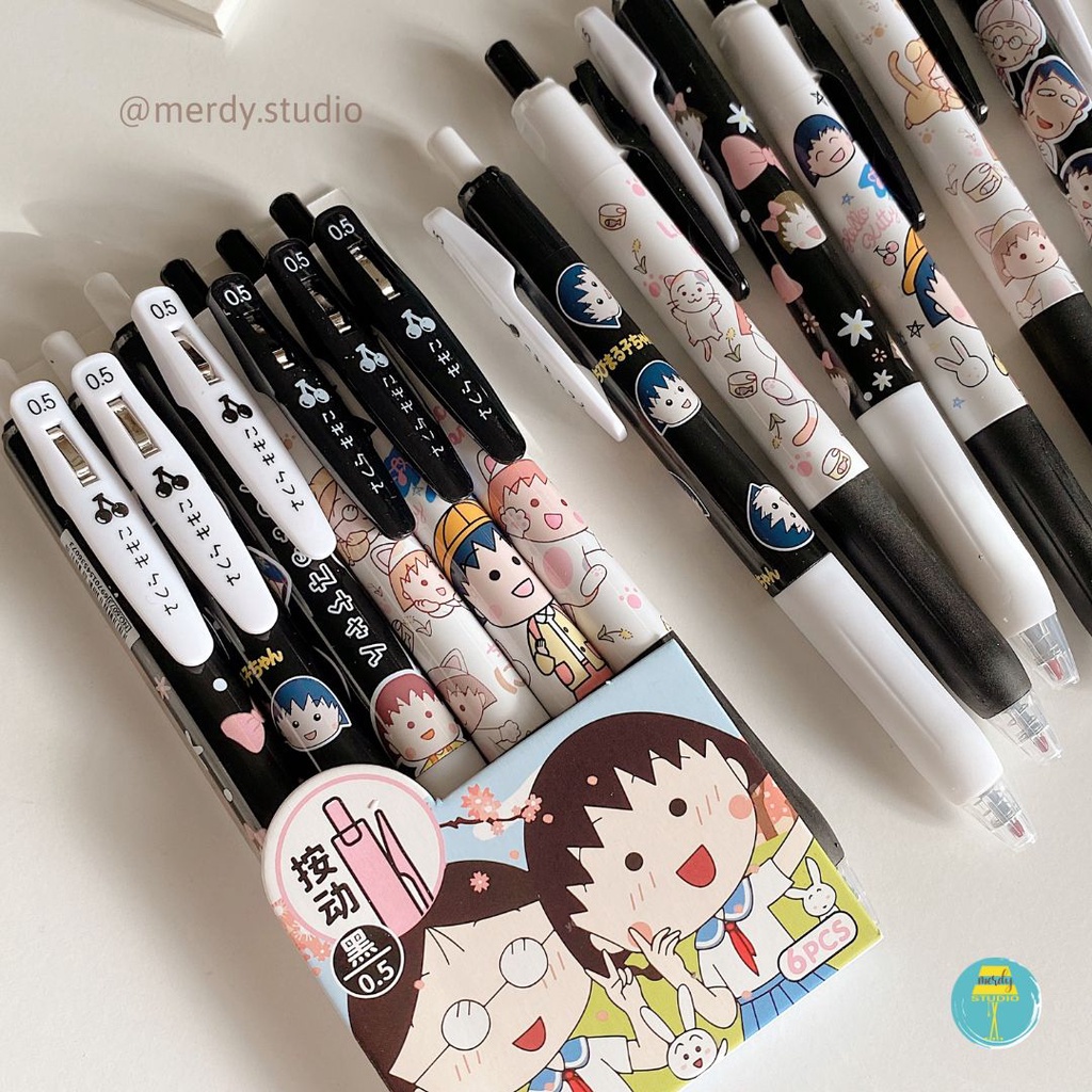 Bút bấm Chibi Maruko-chan mực đen ngòi 0.5mm