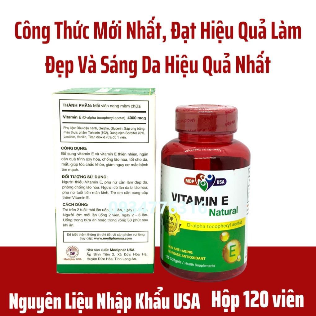 ✅ Vitamin E Natural Mediphar USA viên nang mềm lọ 120 viên (Viên uống hỗ trợ đẹp da, giảm lão hóa)
