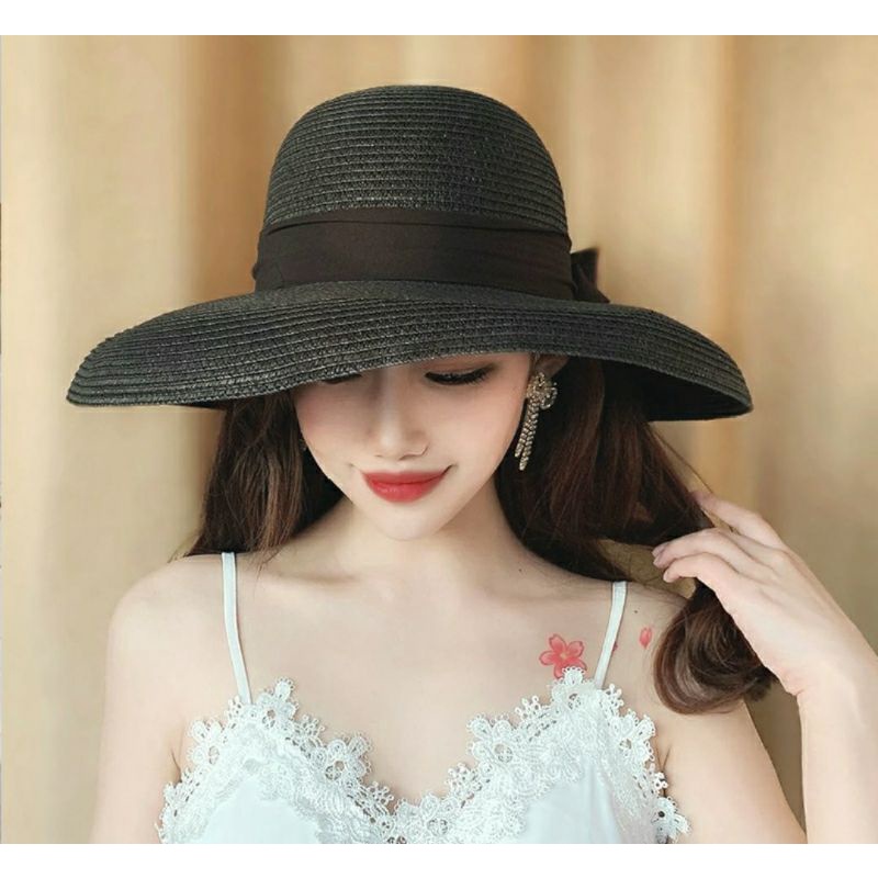 Nón mũ cói đi biển rộng vành đẹp thời trang Hàn Quốc