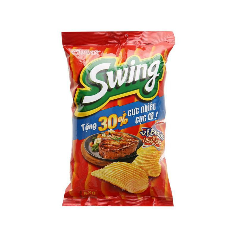 Snack Swing khoai tây vị bò bittet gói lớn 63g