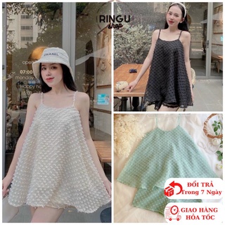 sét babydoll nữ kèm quần áo hai dây 2 lớp dập hoa nổi-ringu shop