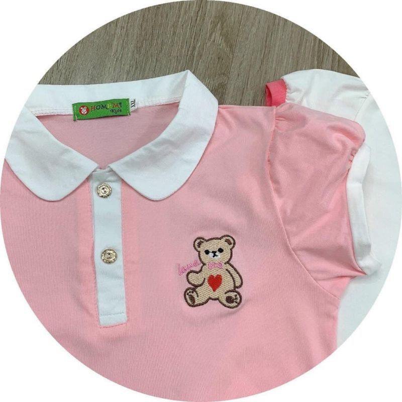 [19_40kg] Áo phông có cổ hello kitty cho bé gái đi học