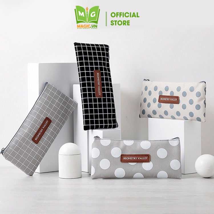 Túi Đựng Bút Vải Canvas MAGIC Bóp Viết Hộp Bút Vải Cute Caro, Chấm Bi Đơn Giản, Tiện Dụng, Đồ Dùng Học Tập Dễ Thương HB3
