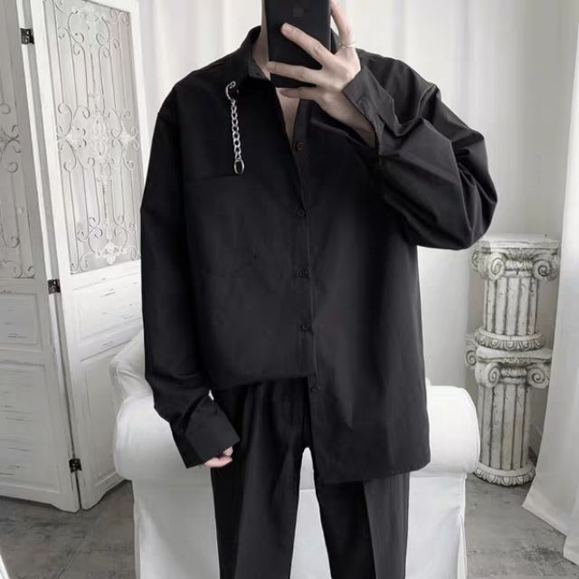 💯[FREE_SHIP] ÁO SƠ MI unisex phối xích