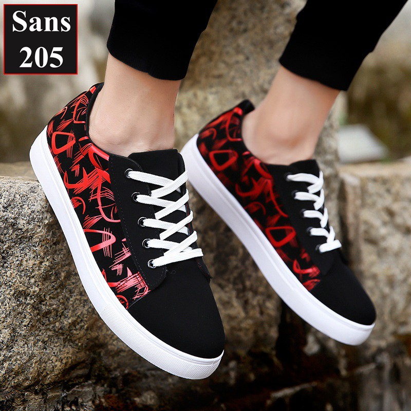 Giày thể thao nam sneaker Sans205 màu đen xanh đỏ