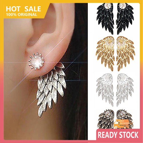 1 Đôi Bông Tai Hình Cánh Thiên Thần Đính Đá Thời Trang Dành Cho Nữ