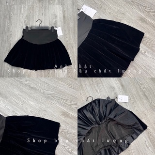  CHÂN VÁY BẦU XẾP LY NHUNG CHO MÙA ĐÔNG ẢNH THẬT SP CHUẨN L1 