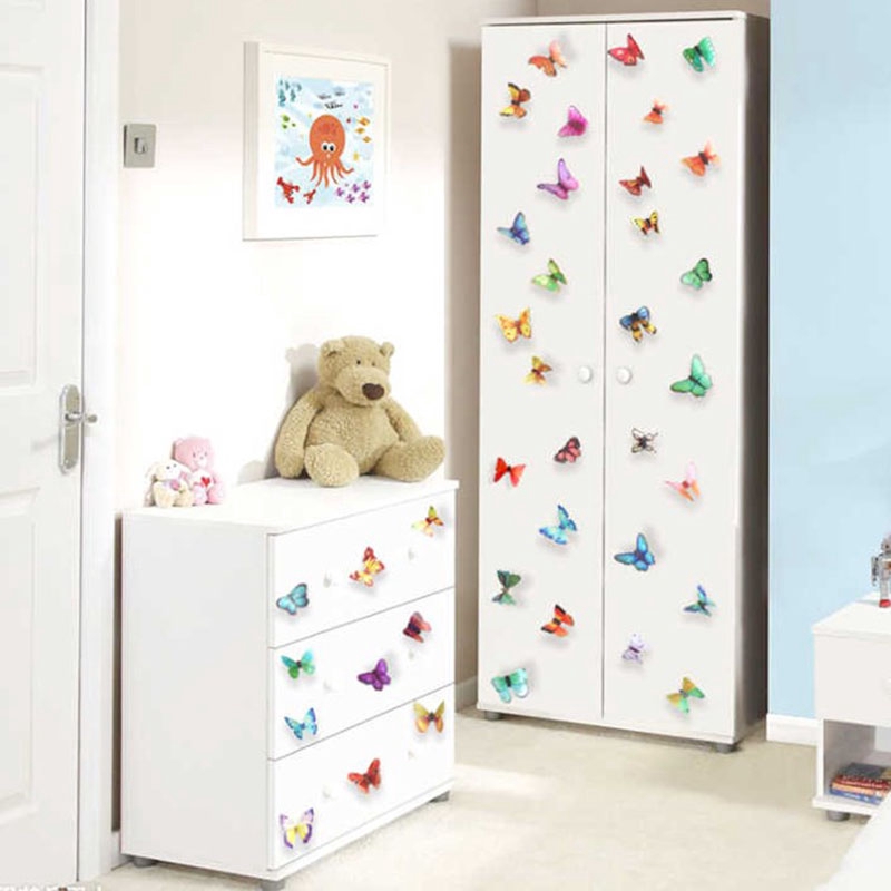 Set 12 miếng dán tường họa tiết bươm bướm 3d trang trí nhà cửa/phòng ngủ | BigBuy360 - bigbuy360.vn