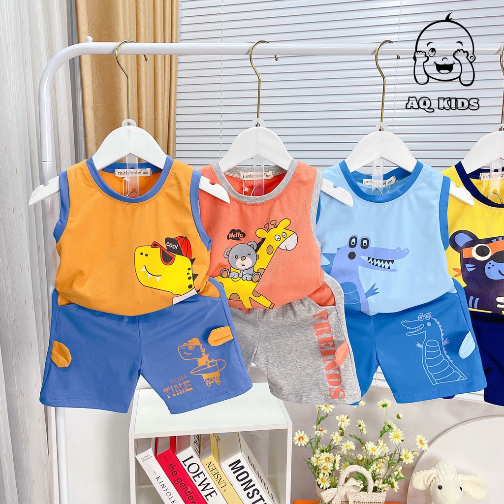 [Bé7-30kg] Bộ Quần áo Ba Lỗ Bé Trai Vải Cotton Hàng Chính Hãng Minlybaby Có Túi Quần, Phối Tai Thỏ Đáng Yêu Mã BLCT