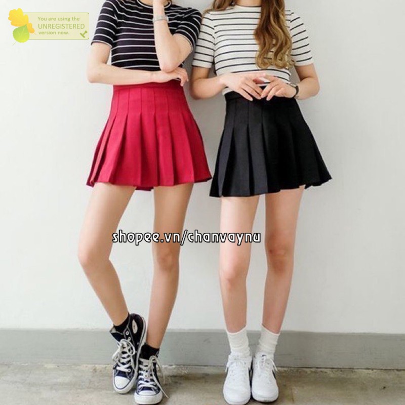 Quần giả váy xếp li tennis màu đen, đỏ size S,M,L CVDP MT830 hàn quốc chuẩn store freeship 50k