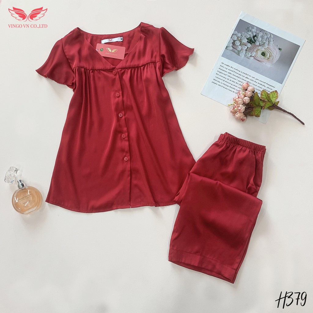 VINGO Bộ Ngủ Nữ Pyjama Lụa Ba Lỗ Quần Lửng Tay Áo Phối Nơ Thỏ/ Cánh Tiên Dễ Thương H069 VNGO | BigBuy360 - bigbuy360.vn
