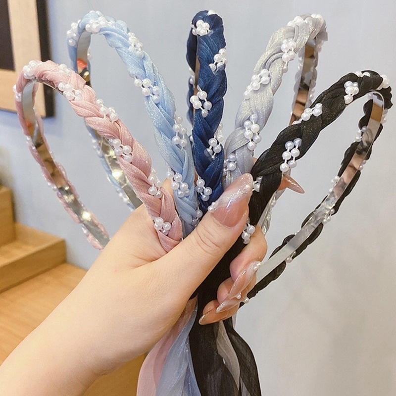 Băng Đô Cài Tóc Min Hàn Quốc Voan Ngoc Trai Style Tiểu Thư Ngọt Ngào