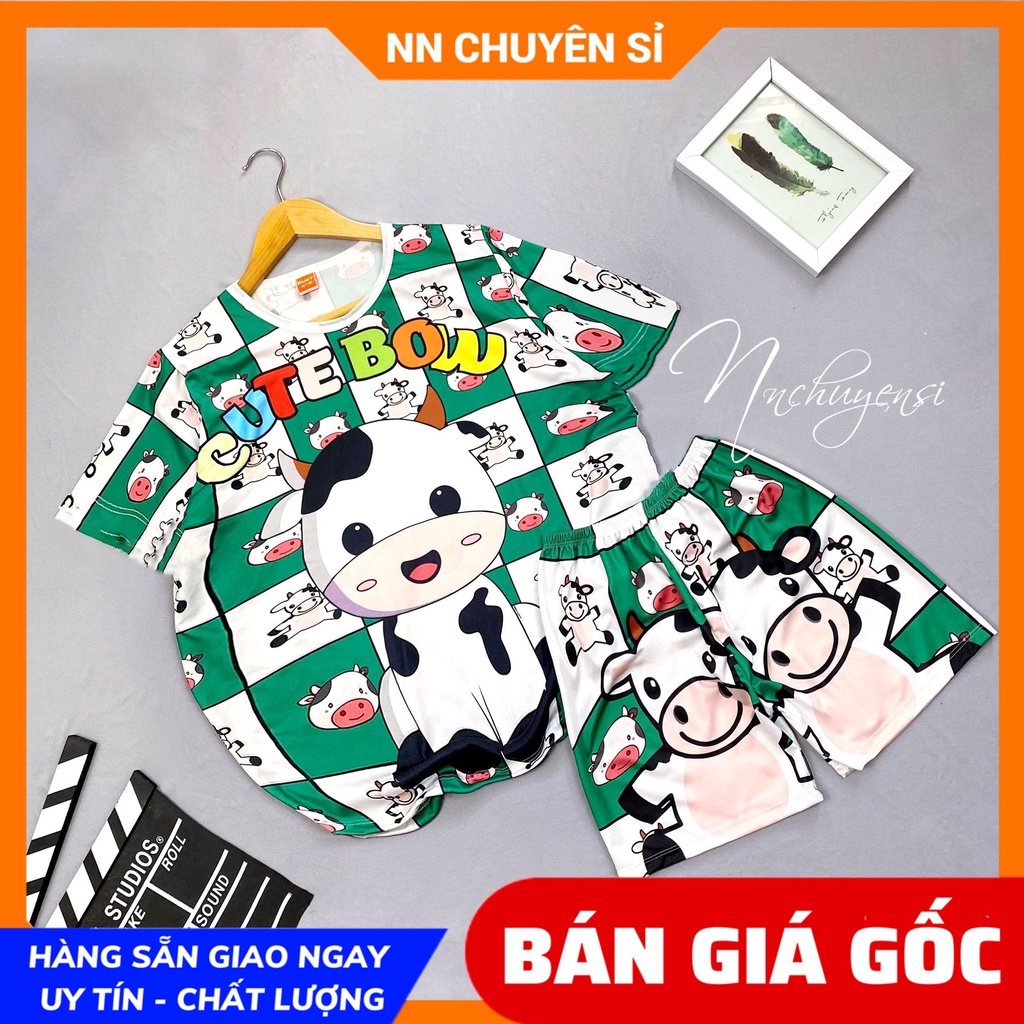 Đồ bộ bò sữa cho bé trai bé gái 5 ký đến 70 ký vải thun mềm mịn mát hình dễ thương  Đồ bộ gia đình DBRBD FULL SIZE