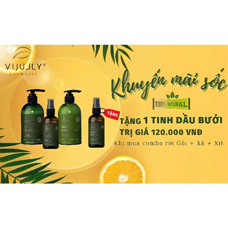 [ Tặng Quà Bất Ngờ ] ComBo Bộ Dầu Gội và Kem Xả Bưởi và Tinh dầu bưởi Vi Jully Cao Cấp
