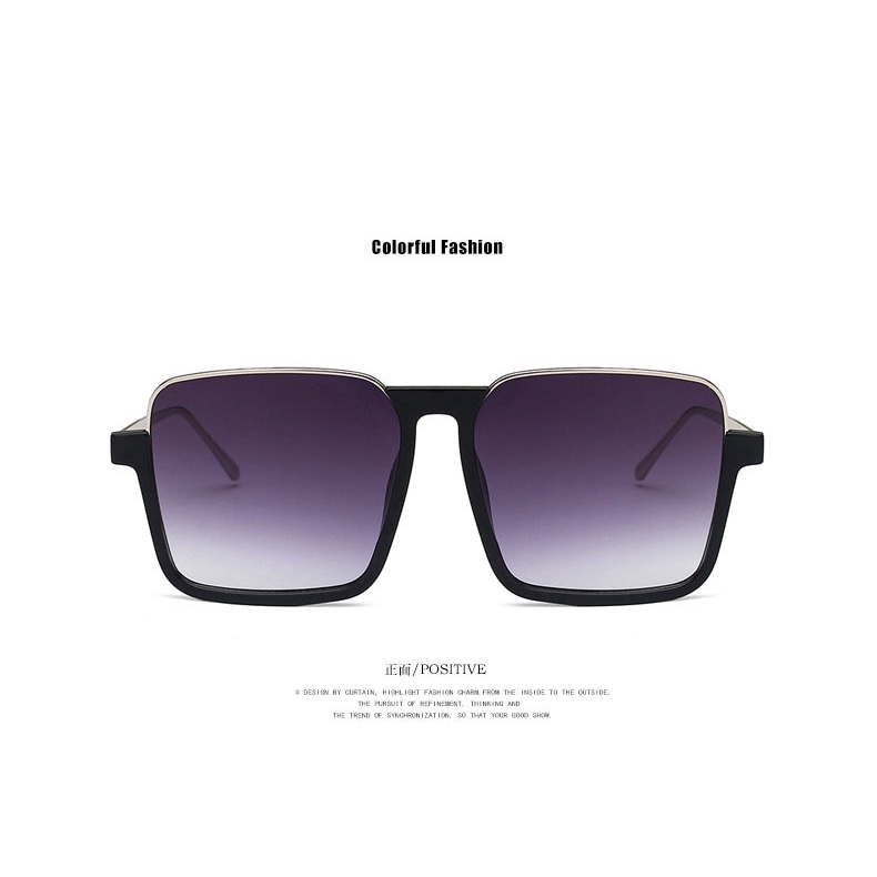 Kính râm gọng vuông một nửa lớn phong cách thời trang Hàn Quốc dành cho nữ