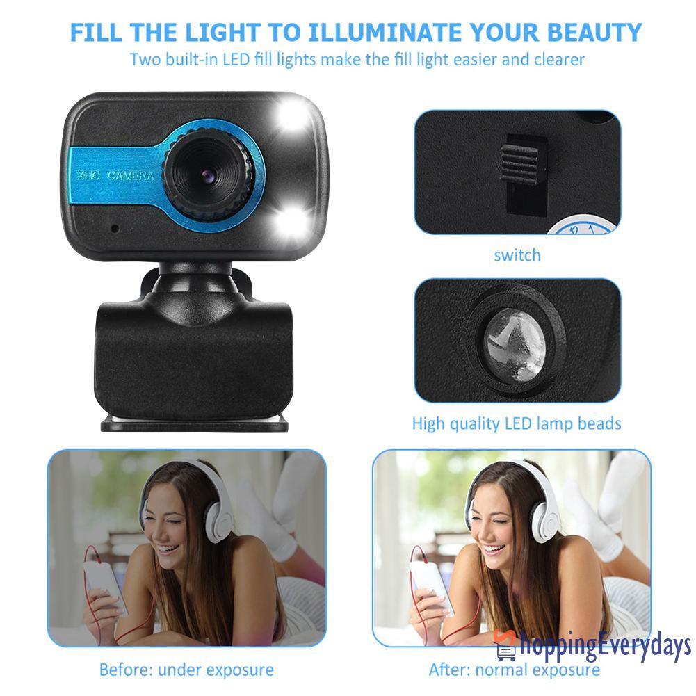 Webcam Usb Hd Tích Hợp Micro 2 Đèn Led Hỗ Trợ Quay Ban Đêm | BigBuy360 - bigbuy360.vn